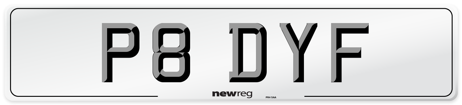P8 DYF Number Plate from New Reg